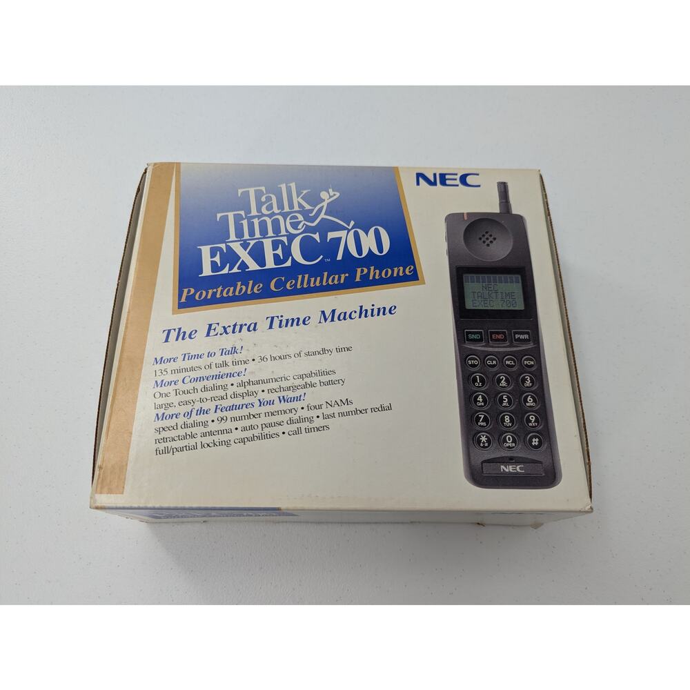 Vintage NEC Talk Time Exec 700 w Charger, Box, & Manual - Turns On / Untested